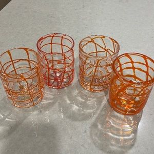 4 Orange Glasses - sold as set